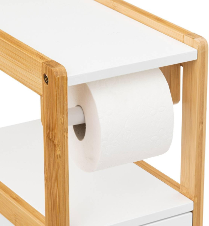 Suport hartie igienica 5Five Natureo cu dulapior, MDF, 33x20x80 cm, alb [1]