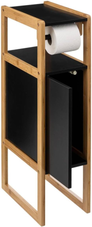 Suport hartie igienica 5Five Natureo cu dulapior, MDF, 33x20x80 cm, negru [1]