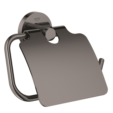 Suporturi si accesorii de baie - Suport hartie igienica Grohe 40367A01, Essentials, 1 rola, capac, metal, lucios, grafit