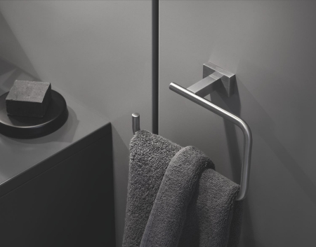 Suport hartie igienica Grohe 40507DC1, Essentials Cube, pe perete, metal, mat, otel satinat [2]