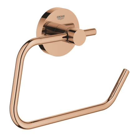 Suporturi si accesorii de baie - Suport hartie igienica Grohe 40689DA1, Essentials, 1 rola, fixare ascunsa, lucios, cupru