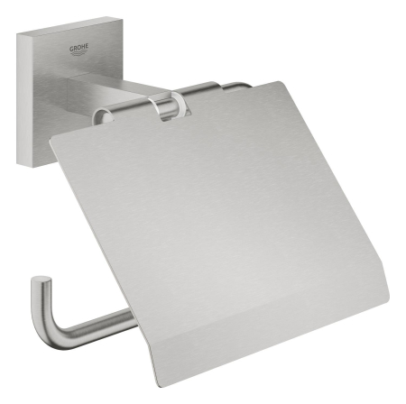 Accesorii baie - Suport hartie igienica Grohe 41102DC0, Start Cube, pe perete, metal, mat, otel satinat