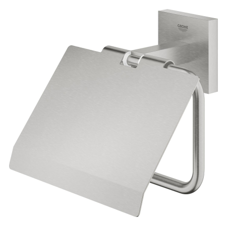 Suport hartie igienica Grohe 41102DC0, Start Cube, pe perete, metal, mat, otel satinat [1]