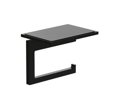 Baie - Suport hartie igienica Kludi Vela, pe perete, etajera, metal, mat, negru, 3197139