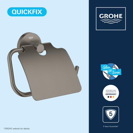 Suport hartie WC Grohe 41179AL0, Start, aparente, capac, metal, mat, grafit [3]