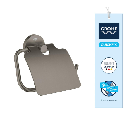 Suport hartie WC Grohe 41179AL0, Start, aparente, capac, metal, mat, grafit [2]