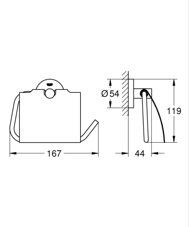 Suport hartie WC Grohe 41179AL0, Start, aparente, capac, metal, mat, grafit [10]