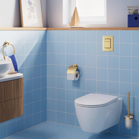 Suport hartie WC Grohe 41179GN0, Start, aparente, capac, metal, mat, auriu [2]