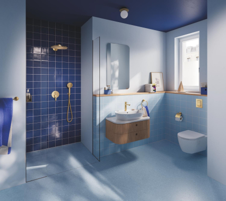 Suport hartie WC Grohe 41179GN0, Start, aparente, capac, metal, mat, auriu [3]