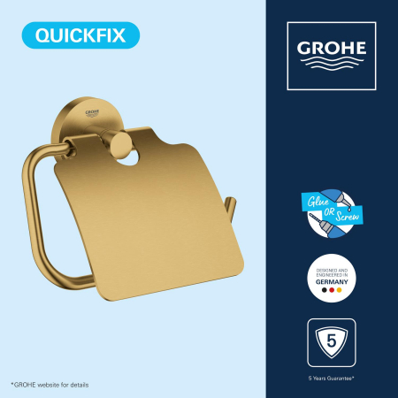Suport hartie WC Grohe 41179GN0, Start, aparente, capac, metal, mat, auriu [5]