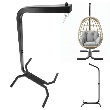 Suport leagan tip cuib sau hamac suspendat, cadru otel, maxim 180 kg, 92x92x205 cm, negru [3]