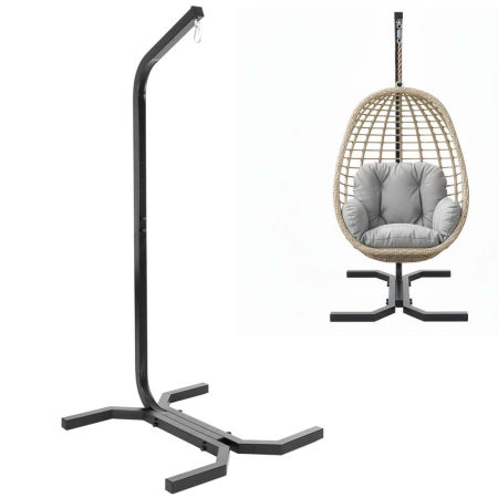 Suport leagan tip cuib sau hamac suspendat, cadru otel, maxim 180 kg, 92x92x205 cm, negru [1]