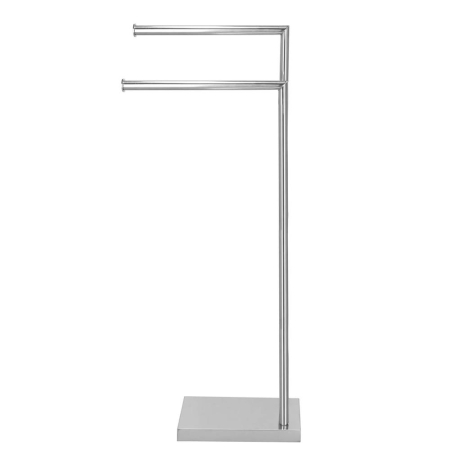 Suport prosoape baie metalic 2 brate, baza antiderapanta, finisaj cromat lucios, inaltime 80 cm, argintiu [8]