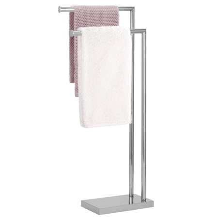 Suport prosoape baie metalic 2 brate, baza antiderapanta, finisaj cromat lucios, inaltime 80 cm, argintiu [4]