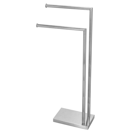 Suport prosoape baie metalic 2 brate, baza antiderapanta, finisaj cromat lucios, inaltime 80 cm, argintiu [1]