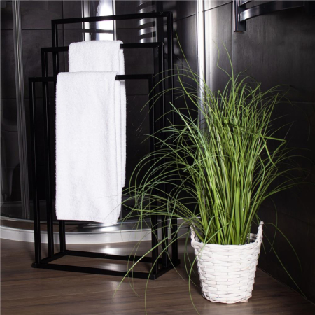 Suport metalic de baie pentru prosoape, cu 3 standuri, 84 cm, negru [2]