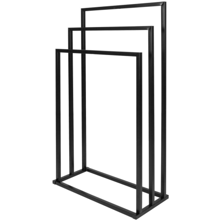 Suport metalic de baie pentru prosoape, cu 3 standuri, 84 cm, negru [11]