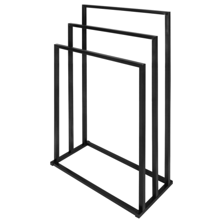 Suport metalic de baie pentru prosoape, cu 3 standuri, 84 cm, negru [5]