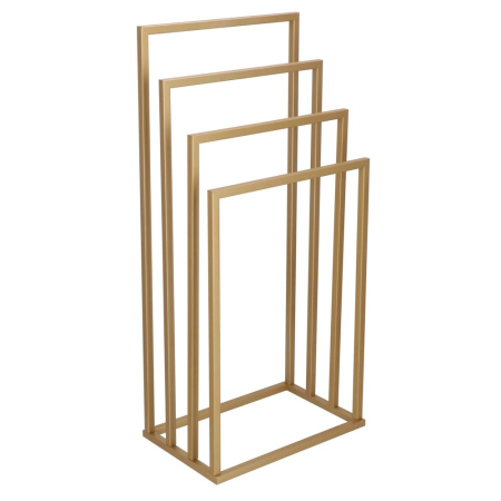 Suport metalic de baie pentru prosoape, cu 4 standuri, 96 cm, auriu mat [6]