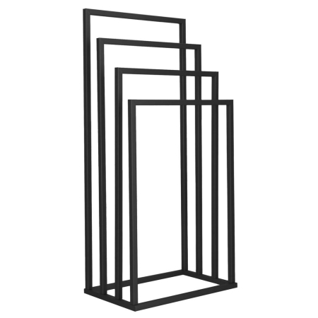 Suporturi si accesorii de baie - Suport prosoape baie metalic 4 brate verticale, profil patrat, finisaj mat, inaltime 96/86/76/66 cm, negru