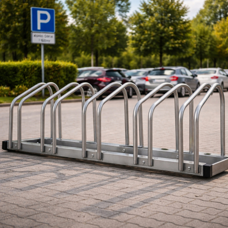 Suport metalic pentru 5 biciclete, montaj podea sau perete, structura solida otel, 135x33x28 cm [6]