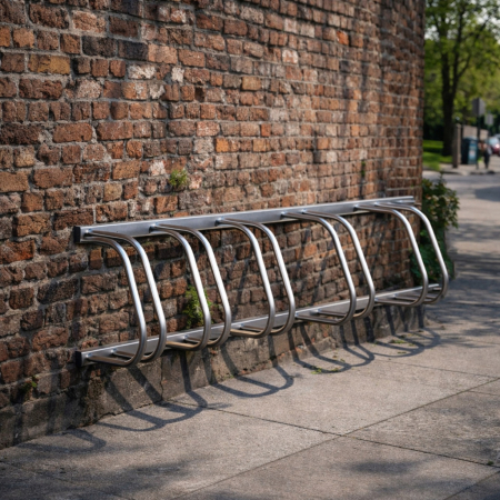 Suport metalic pentru 5 biciclete, montaj podea sau perete, structura solida otel, 135x33x28 cm [1]