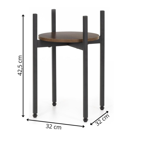 Suport metalic pentru floare, cu polita rotunda din MDF, 32x32x43 cm, negru [14]