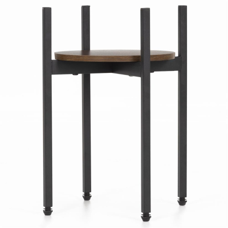 Suport metalic pentru floare, cu polita rotunda din MDF, 32x32x43 cm, negru [11]