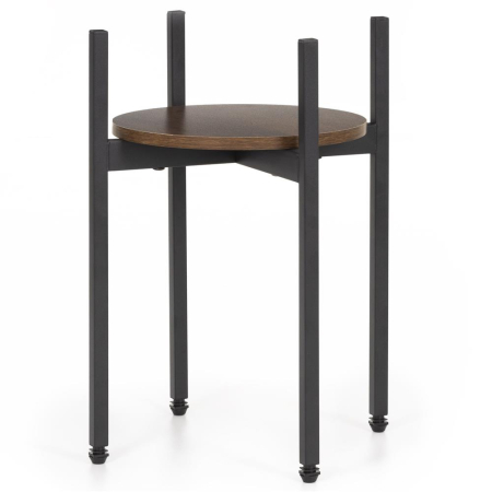 Suport metalic pentru floare, cu polita rotunda din MDF, 32x32x43 cm, negru [10]