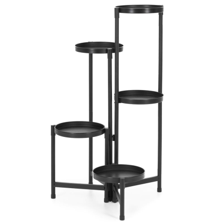 Living & hol - Suport metalic pentru flori cu 5 niveluri, structura pliabila, 48x48x79 cm, negru
