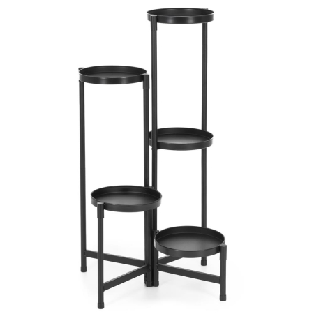 Suport metalic pentru flori cu 5 niveluri, structura pliabila, 48x48x79 cm, negru [12]