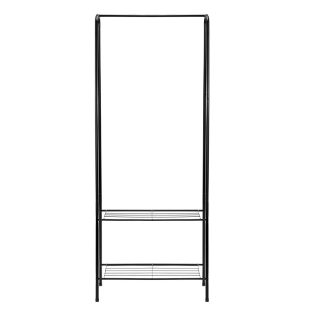 Suport metalic pentru haine cu bara si 2 rafturi, structura otel, 60x34x150 cm, negru [10]