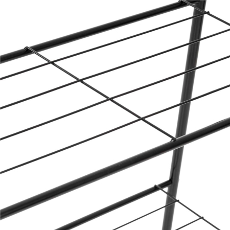 Suport metalic pentru haine cu bara si 2 rafturi, structura otel, 60x34x150 cm, negru [8]