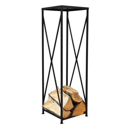 Living & hol - Suport metalic pentru lemne 34x34x111 cm, capacitate mare, negru