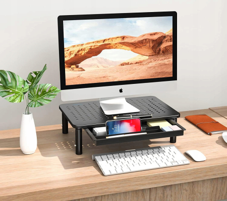 Suport multifunctional reglabil pentru laptop, monitor si imprimanta, cu 3 trepte de ajustare a inaltimii, sertar integrat pentru depozitarea accesori [5]