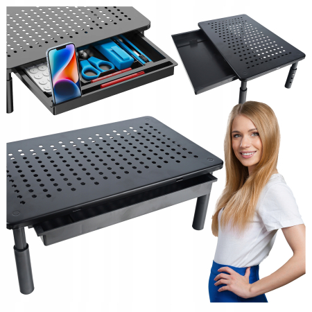 Suport multifunctional reglabil pentru laptop, monitor si imprimanta, cu 3 trepte de ajustare a inaltimii, sertar integrat pentru depozitarea accesori [4]