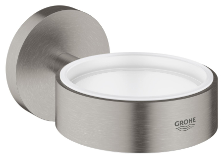 Accesorii baie - Suport pahar/dozator Grohe 40369DC1, Essentials, pe perete, metal, mat, otel satinat