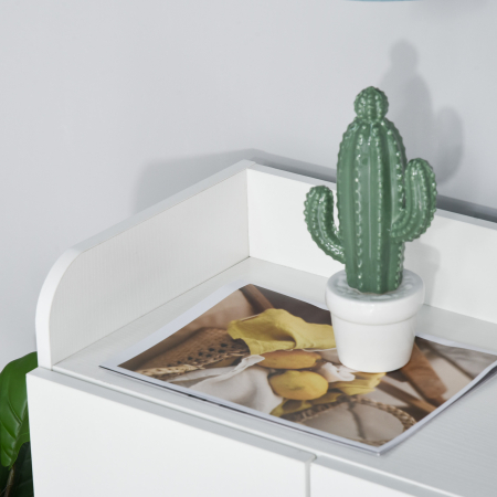  Suport Pantofi Lemn Alb - 83×30×90 cm cu Rafturi Deschise [6]