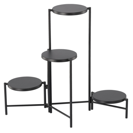 Decoratiuni - Suport flori metalic 4 niveluri rafturi rotunde interior, 60x43x60 cm, economisire spatiu, negru