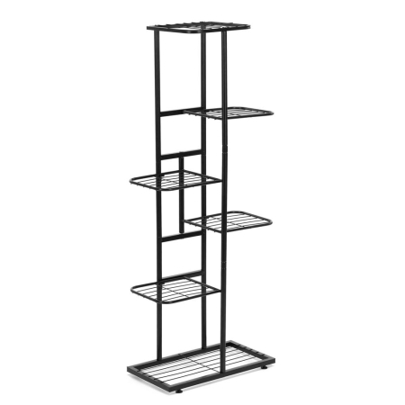 Suport pentru flori, metalic, cu 6 polite, structura verticala, 41x22x106 cm, negru [2]