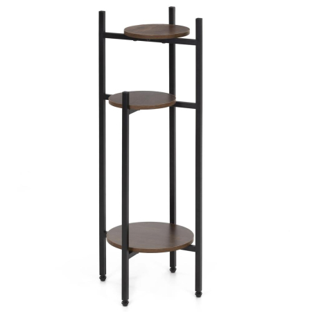Suport pentru flori, rotund cu 3 polite, structura metalica si MDF, 32x32x81 cm, negru [6]