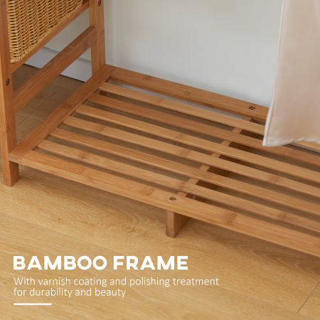  Suport pentru Haine din Bambus cu Rafturi pe 6 Niveluri si Bara pentru Haine, Stender pentru Dormitor si Hol, Design Modern, 90x30x145 cm, Lemn Natural [4]
