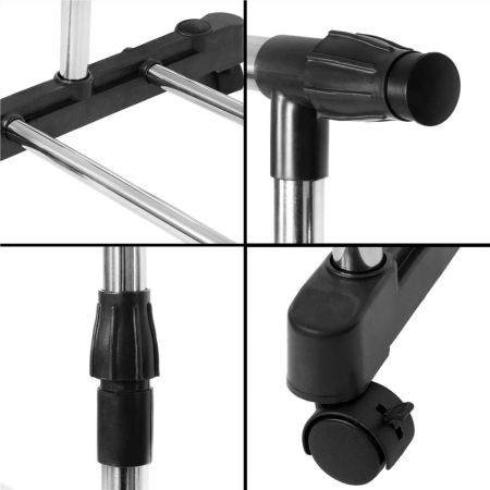 Suport pentru haine pe roti, reglabil pe inaltime si latime, din aluminiu cromat, 160x45x150cm, argintiu [11]