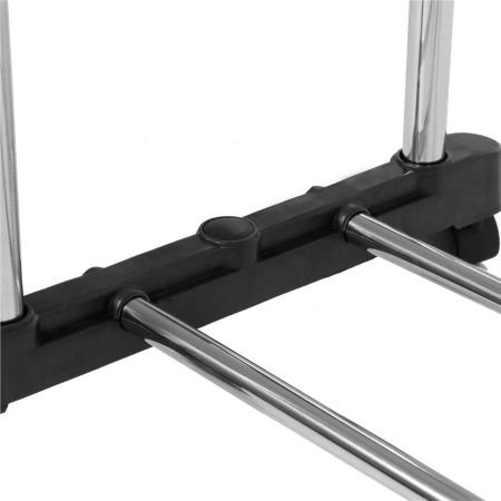 Suport pentru haine pe roti, sina dubla, reglabil pe inaltime si latime, din aluminiu cromat, 155x45x150cm, argintiu [2]