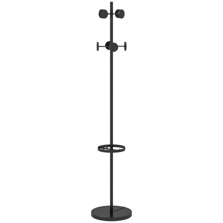 Living & hol -  Suport pentru Haine si Umbrele, Cuier Independent cu 8 Carlige Rotunde pentru Haine, Palarii si Posete, Φ34x177 cm, Negru