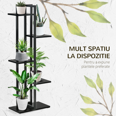  Suport pentru Plante cu 5 Niveluri, Raft de Colt pentru Plante, Suport pentru Ghiveci, Organizator Decorativ [3]
