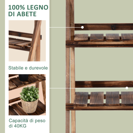  Suport pentru Plante Pliabil, Jardiniera cu 3 Niveluri, Raft de Exterior pentru Plante, 40x37x93 cm, Lemn Natural [5]