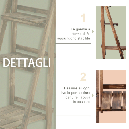  Suport pentru Plante Pliabil, Jardiniera cu 3 Niveluri, Raft de Exterior pentru Plante, 40x37x93 cm, Lemn Natural [6]