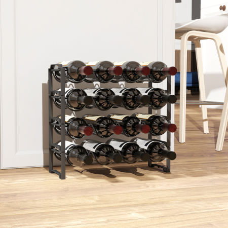  Suport pentru Sticle de Vin cu 4 Niveluri, 42,5x16,5x41 cm, Negru [6]