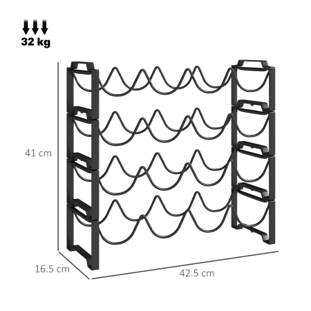  Suport pentru Sticle de Vin cu 4 Niveluri, 42,5x16,5x41 cm, Negru [2]